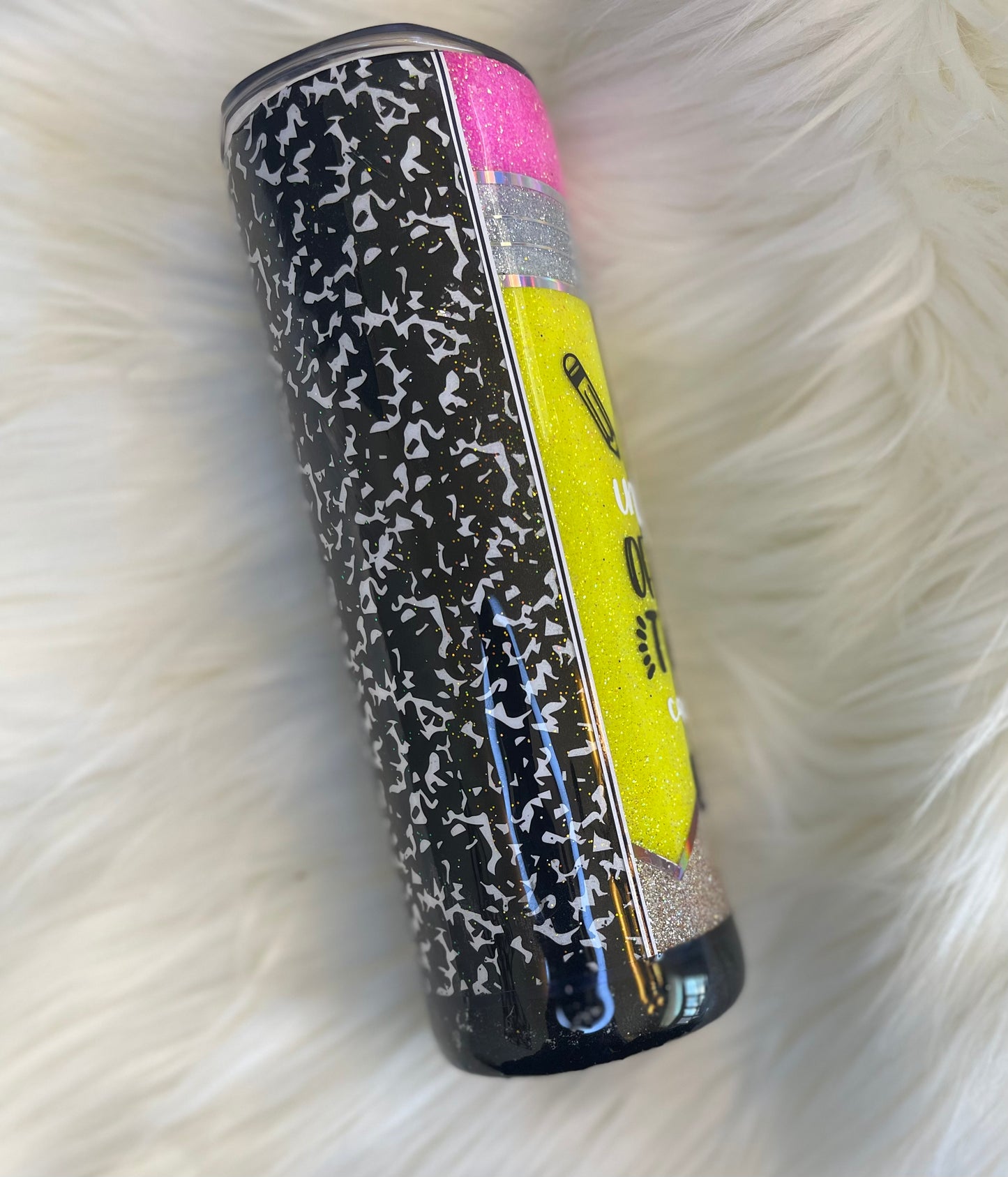 20 oz Glitter Pencil/Notebook Tumbler