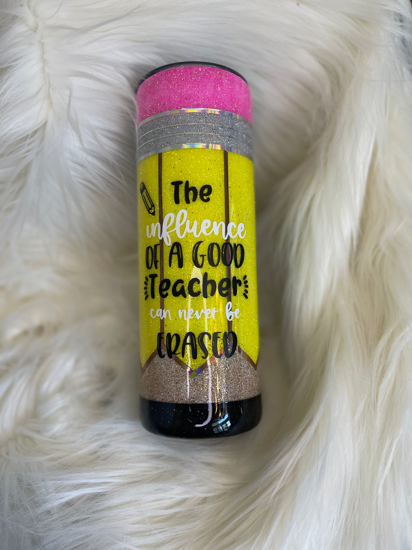 20 oz Glitter Pencil/Notebook Tumbler